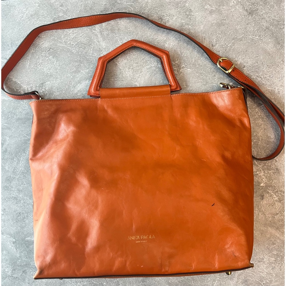 Anna Paola Leather Tote Bag Italian Designer Shoulder Bag‎ Purse